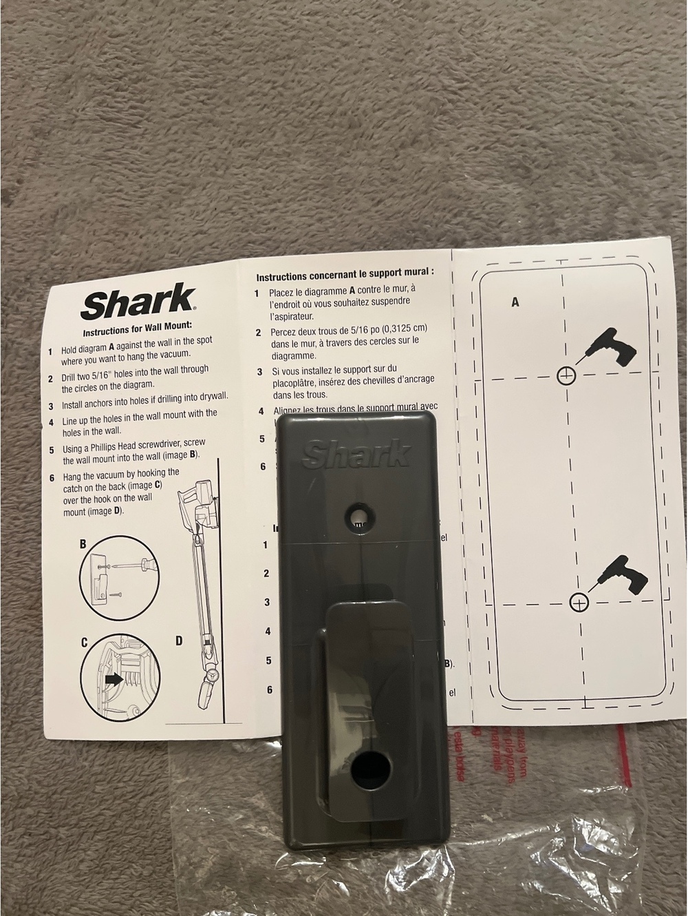 Shark Wall Mount Bracket for Vacuum Cleaner